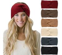 DRESHOW 6 Pieces Women Warm Knitted Headband Winter Ear Warmer Crochet Head Wraps Thick Cable Headband