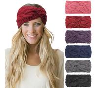 DRESHOW 6 Pieces Women Warm Knitted Headband Winter Ear Warmer Crochet Head Wraps Thick Cable Headband
