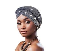 DRESHOW African Women Turban Pre-Tied Twisted beaded Braid Head Wrap Hat Beanie Headwraps Chemo Cancer Cap