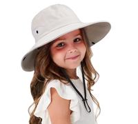 DRESHOW Baby Sun Hat Toddler Outdoor UV Protection Foldable Mesh Wide Brim Fishing Ponytail Sun Visor Hats Summer Beach Bucket Cap with Chin Strap for Kids Girls 3-8 Years