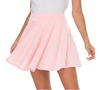 DRESHOW Basic Solid Stretchy Flared Casual Mini Skater Skirt for Women Girls