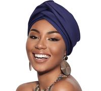 DRESHOW Chemo Sleep Turban Pre-Tied Cross Knot Headwear Scarf Hat African Hair Cover Wrap Beanie Headwraps for Black Women Chemo Cap for Cancer Patient Hair Loss