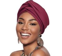 DRESHOW Chemo Sleep Turban Pre-Tied Cross Knot Headwear Scarf Hat African Hair Cover Wrap Beanie Headwraps for Black Women Chemo Cap for Cancer Patient Hair Loss