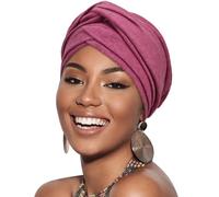 DRESHOW Chemo Sleep Turban Pre-Tied Cross Knot Headwear Scarf Hat African Hair Cover Wrap Beanie Headwraps for Black Women Chemo Cap for Cancer Patient Hair Loss