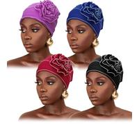 DRESHOW Chemo Turban Headwear Soft Cancer Headwrap Hat for Women Beanies Flowers Hair Loss Cap