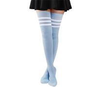 DRESHOW Extra Long Cotton Stripe Thigh High Socks Plus Size Long Stockings Over Knee Socks for Women