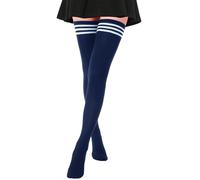 DRESHOW Extra Long Thigh High Socks Long Boot Stockings Striped Over Knee Socks for Women Cotton Leg Warmers