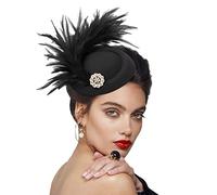 DRESHOW Fascinator Hats for Women Pillbox Hat with Veil Headband and a Forked Clip Tea Party Headwear