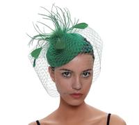 DRESHOW Fascinator Hats for Women Pillbox Hat with Veil Headband and a Forked Clip Tea Party Headwear