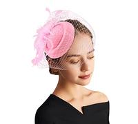 DRESHOW Fascinator Hats for Women Pillbox Hat with Veil Headband and a Forked Clip Tea Party Headwear
