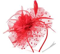 DRESHOW Fascinators Hat Feather Headband Women's Fascinators Tea Party Headwear with Clip Flower Head Band for Girls & Women
