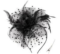 DRESHOW Fascinators Hat Feather Headband Women's Fascinators Tea Party Headwear with Clip Flower Head Band for Girls & Women
