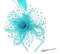 DRESHOW Fascinators Hat Flower Mesh Ribbons Feathers on a Headband and a Forked Clip Cocktail Tea Party Headwear for Girls and Women
