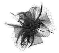 DRESHOW Fascinators Hat Flower Mesh Ribbons Feathers with Forked Clip Cocktail Tea Party Headwear for Girls and Women
