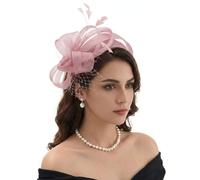 DRESHOW Fascinators Hats for Women Tea Party Headband with Flower Feather Mesh Headwear Vintage Derby Hat Dress Accessories for Wedding Church Cocktail