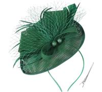 DRESHOW Flower with Single Arrow Feather Fascinators Hat Headband and a Forked Clip Bridal Headwear Derby Fascinator Pillbox Hat Headdress for Girls & Women