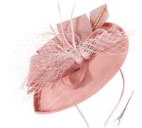 DRESHOW Flower with Single Arrow Feather Fascinators Hat Headband and a Forked Clip Bridal Headwear Derby Fascinator Pillbox Hat Headdress for Girls & Women