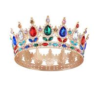 DRESHOW Full Round Crown Crystal Rhinestone Tiara Headband Vintage Baroque Wedding Crown Tiara Sparkly Rhinestone Princess Carnival Headdress Brithday Party Hair Accessories