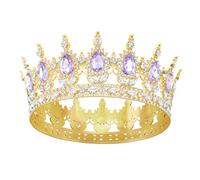 DRESHOW Full Round Crown Crystal Rhinestone Tiara Headband Vintage Baroque Wedding Crown Tiara Sparkly Rhinestone Princess Carnival Headdress Brithday Party Hair Accessories