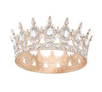DRESHOW Full Round Crown Crystal Rhinestone Tiara Headband Vintage Baroque Wedding Crown Tiara Sparkly Rhinestone Princess Carnival Headdress Brithday Party Hair Accessories