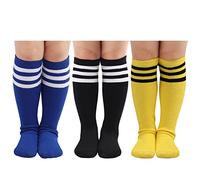 DRESHOW Kids Toddler Soccer Socks Striped Knee High Cotton Socks Uniform Sports Long Tube Socks for Boys Girls Child