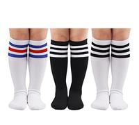 DRESHOW Kids Toddler Soccer Socks Striped Knee High Cotton Socks Uniform Sports Long Tube Socks for Boys Girls Child