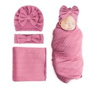 DRESHOW Newborn Receiving Blanket Toddler Warm for Girls with Matching Bow Hat and Bow Headband