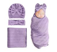 DRESHOW Newborn Receiving Blanket Toddler Warm for Girls with Matching Bow Hat and Bow Headband