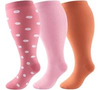 DRESHOW Plus Size Compression Socks for Women Men Wide Calf Extra 20-30mmHg Knee High Socks Support for Circulation