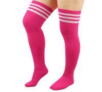 DRESHOW Plus Size Women Thigh High Socks Striped Over Knee Long Boot Stockings Knee High Socks Leg Warmers
