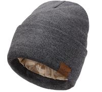 DRESHOW Satin Lined Beanie Hats for Women Men Stretchy Knitted Cuffed Hat with Silky Lining Unisex Soft Warm Winter Solid Skull Cap