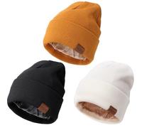 DRESHOW Satin Lined Beanie Hats for Women Men Stretchy Knitted Cuffed Hat with Silky Lining Unisex Soft Warm Winter Solid Skull Cap