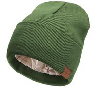 DRESHOW Satin Lined Beanie Hats for Women Men Stretchy Knitted Cuffed Hat with Silky Lining Unisex Soft Warm Winter Solid Skull Cap