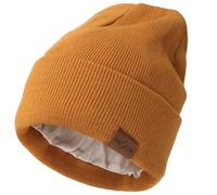 DRESHOW Satin Lined Beanie Hats for Women Men Stretchy Knitted Cuffed Hat with Silky Lining Unisex Soft Warm Winter Solid Skull Cap