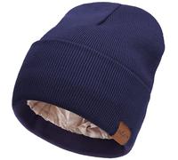 DRESHOW Satin Lined Beanie Hats for Women Men Stretchy Knitted Cuffed Hat with Silky Lining Unisex Soft Warm Winter Solid Skull Cap