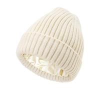 DRESHOW Satin Lined Beanie Hats for Women Men Winter Knitted Beanie Hat with Silky Lining Unisex Soft Warm Winter Solid Skull Cap