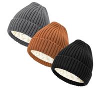 DRESHOW Satin Lined Beanie Hats for Women Men Winter Knitted Beanie Hat with Silky Lining Unisex Soft Warm Winter Solid Skull Cap