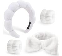 DRESHOW Spa Headband for Washing Face Skincare Hairbands Face Washing Wristband Set Makeup Terry Cloth Towel Headbands for Skincare Sponge Puffy Make Up Hair Band for Women Girls