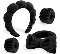 DRESHOW Spa Headband for Washing Face Skincare Hairbands Face Washing Wristband Set Makeup Terry Cloth Towel Headbands for Skincare Sponge Puffy Make Up Hair Band for Women Girls