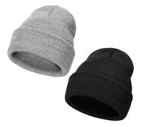DRESHOW Winter Beanie Hat for Women Turn up Slouch Knit Beanie Hats Warm Woolly Hat