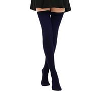 DRESHOW Women Extra Long Thigh High Socks Thin Stripes Tube Tights Over Knee Socks Casual High Boot Stockings