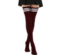 DRESHOW Women Extra Long Thigh High Socks Thin Stripes Tube Tights Over Knee Socks Casual High Boot Stockings