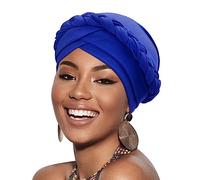 DRESHOW Women Turban Pre-Tied Twisted Braid Hair Cover Wrap Hat African Beanie Headwraps Chemo Cancer Cap