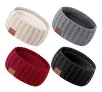 DRESHOW Women Warm Knitted Headband Cold Winter Ear Warmer Elastic Crochet Head Wraps Thick Fleece Lining Hair Bands