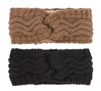 DRESHOW Women Warm Knitted Headband Winter Ear Warmer Crochet Head Wraps Thick Fleece Lining Hair Bands