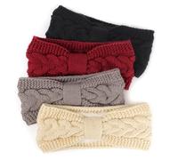 DRESHOW Women Warm Knitted Headband Winter Ear Warmer Crochet Head Wraps Thick Fleece Lining Hair Bands