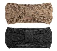 DRESHOW Women Warm Knitted Headband Winter Ear Warmer Crochet Head Wraps Thick Fleece Lining Hair Bands