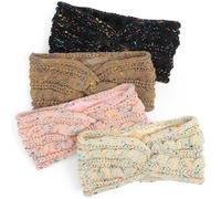 DRESHOW Women Warm Knitted Headband Winter Ear Warmer Crochet Head Wraps Thick Fleece Lining Hair Bands