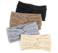 DRESHOW Women Warm Knitted Headband Winter Ear Warmer Crochet Head Wraps Thick Fleece Lining Hair Bands