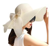 DRESHOW Womens Big Bowknot Straw Hat Floppy Foldable Roll up Beach Cap Sun Hat UPF 50+